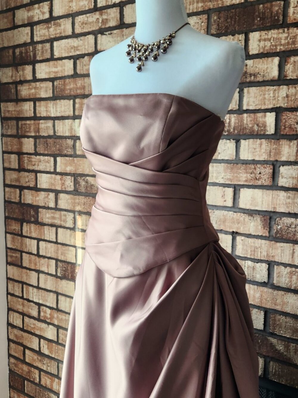 Ladies Obsessions Haute Couture Two Piece Brown Satin A-line Corset Dress Sz 10 - Picture 2 of 14